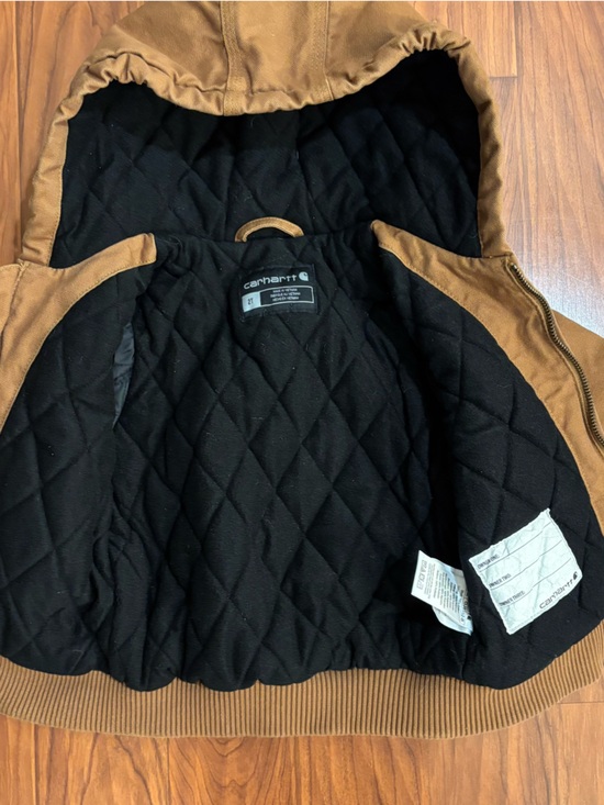 Carhartt Quilted Duck Jacket Logo Patch Boys 2T Brown Tan - Picture 6 of 8